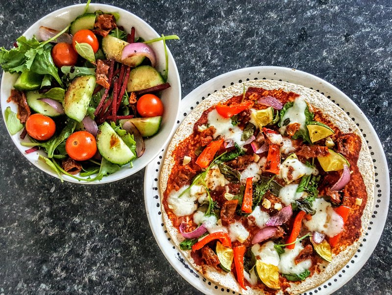 Pizza and salad