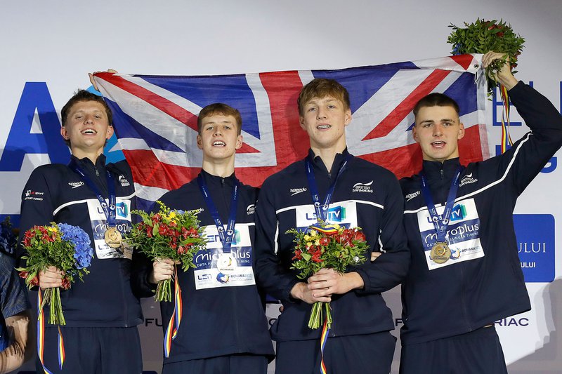 Great Britain's Men’s 4x100m Medley quartet (Credit: LEN/Simone Castrovillari)