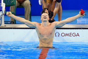 Adam Peaty Celebrating Gold