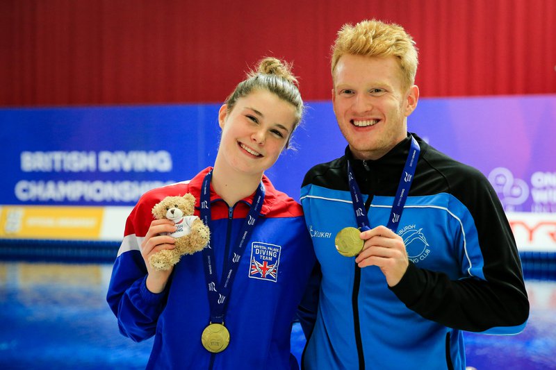 Andrea Spendolini-Sirieix and James Heatly at the 2020 British Diving Championships