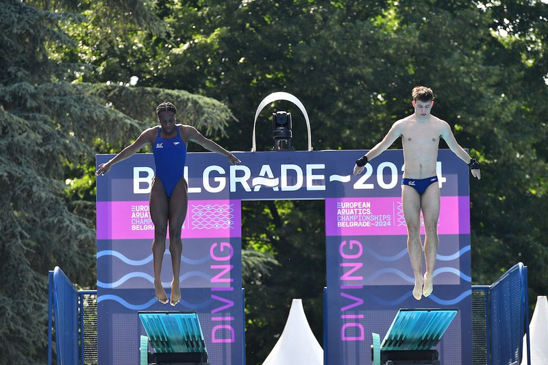 Desharne Bent-Ashmeil Ben Cutmore Mixed 3m Synchro springboard entry European Champs 2024