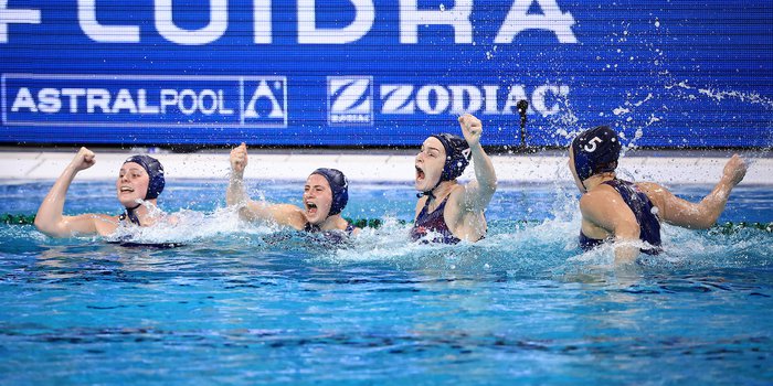 Great Britain celebrate penalty shootout win European Water Polo Champs 2024 [LEN Media]