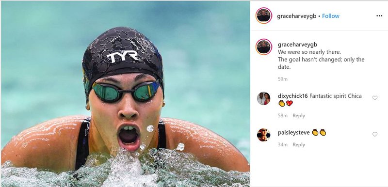 Grace Harvey Tokyo 2020 postponement post