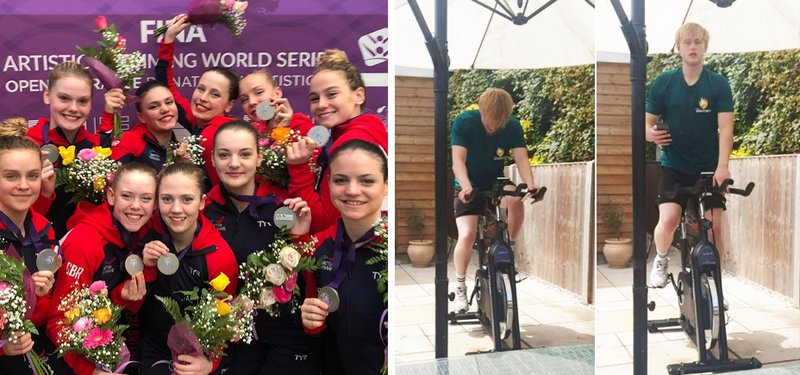 Daisy Gunn with the GB Artistic Swimming Team (left) Jordan Catchpole (right) awards 2020