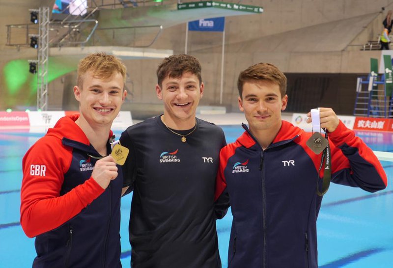 Adam Smallwood with Jack Laugher and Dan Goodfellow