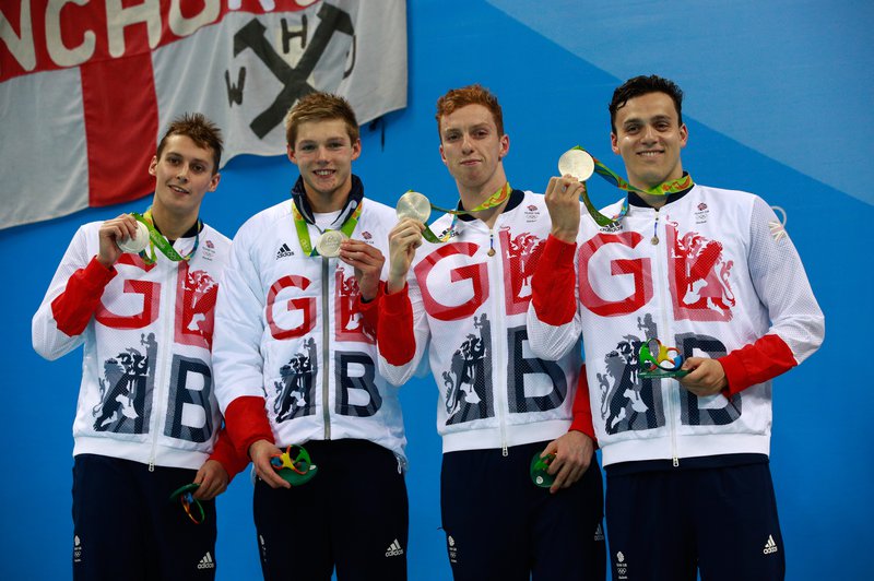 Men's 4x200m Freestyle Relay SILVER Rio 2016 Stephen Milne Dan Wallace Duncan Scott James Guy